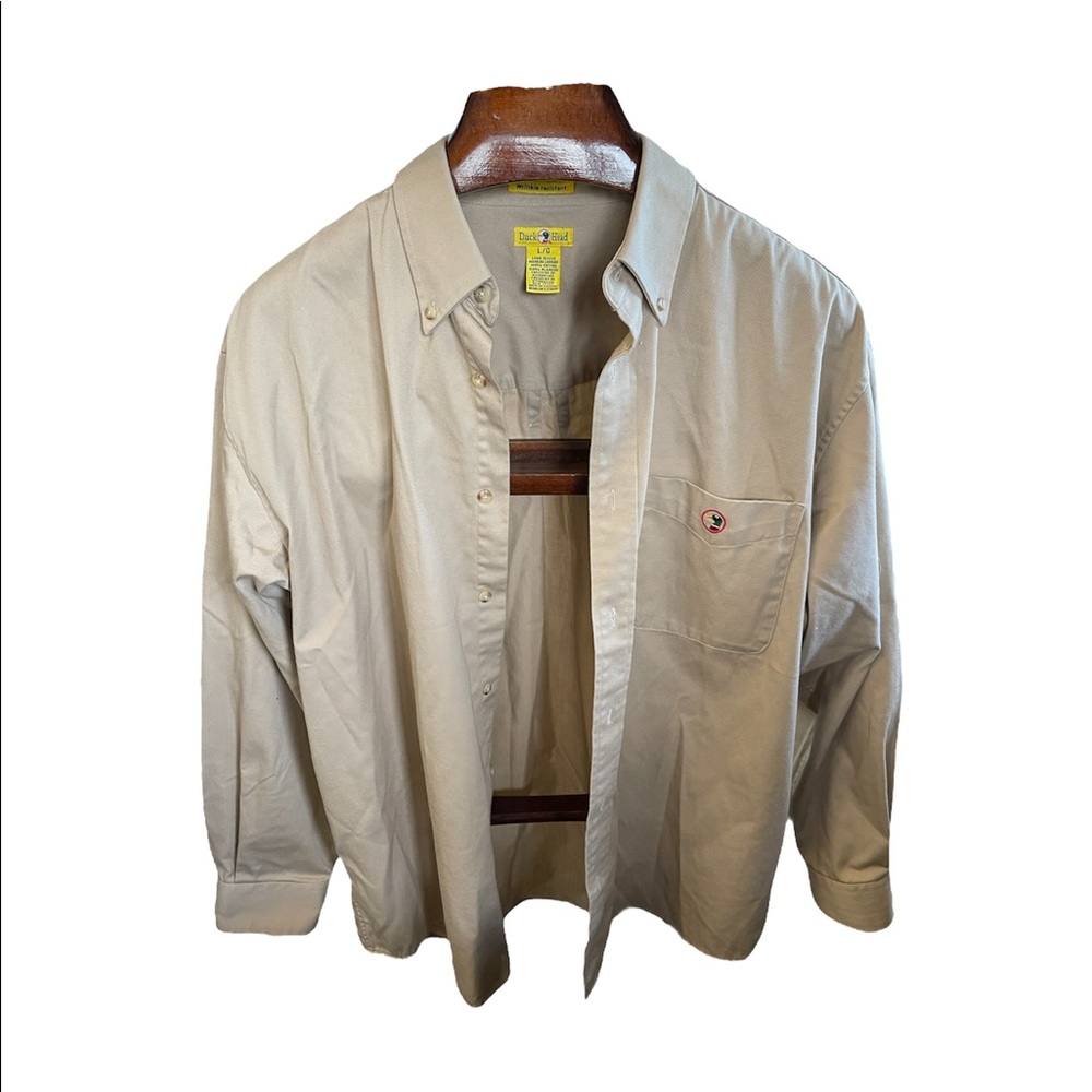 DUCK HEAD VINTAGE WRINKLE RESISTANT TAN BUTTON DOWN, 100% COTTON 🦆🍃